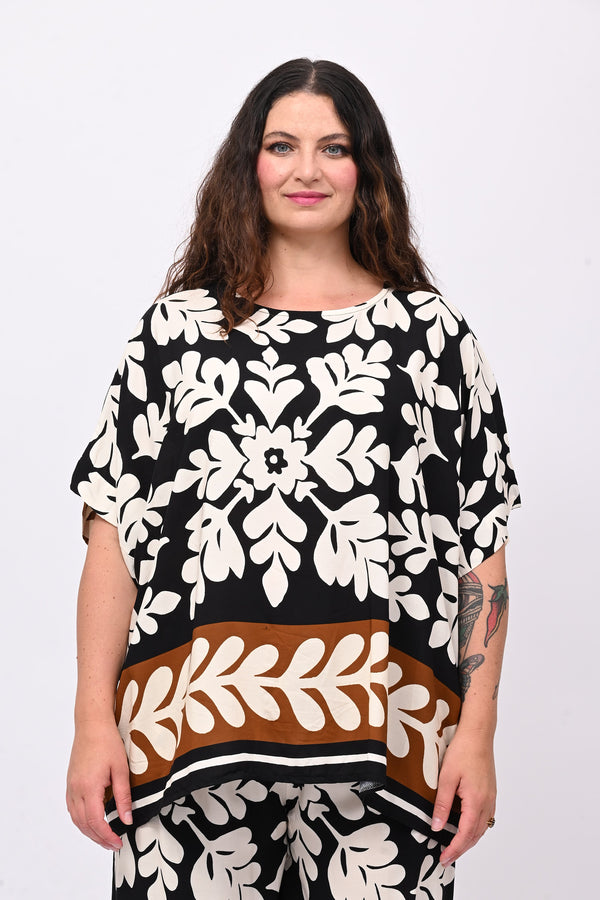 Completo viscosa maxi fiore - Nero