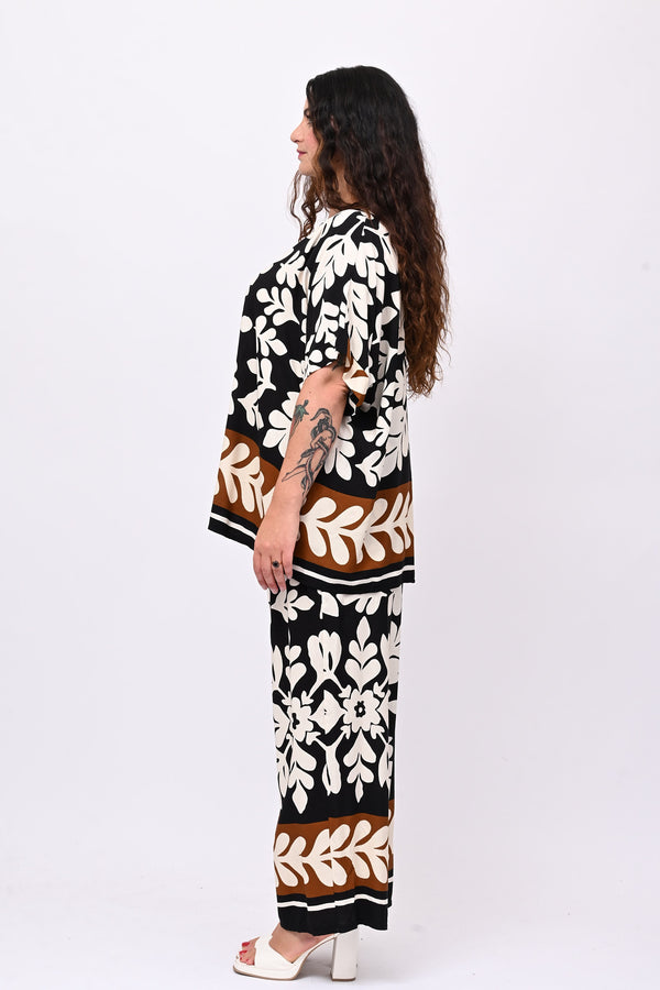 Completo viscosa maxi fiore - Nero