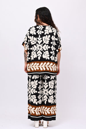 Completo viscosa maxi fiore - Nero