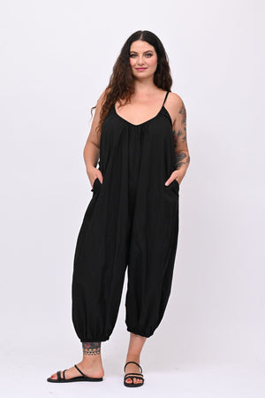 Jumpsuit over cotone - Nero
