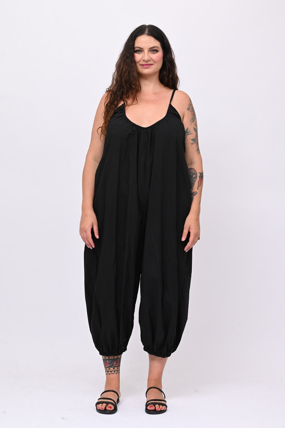 Jumpsuit over cotone - Nero