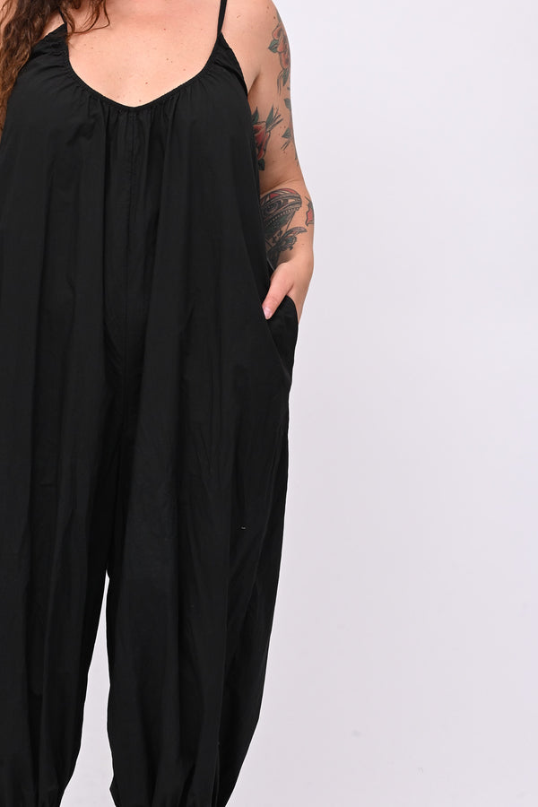 Jumpsuit over cotone - Nero