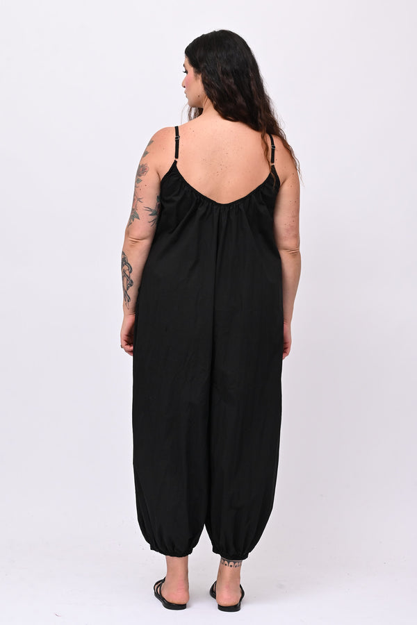 Jumpsuit over cotone - Nero