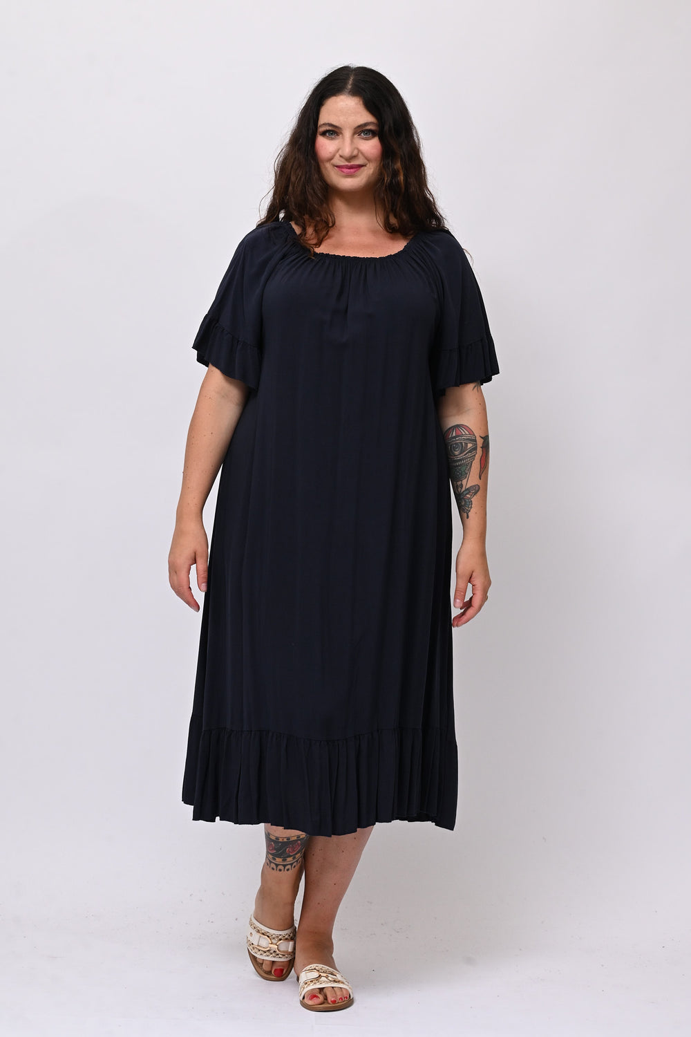 Abito scollo carmen - Blu
