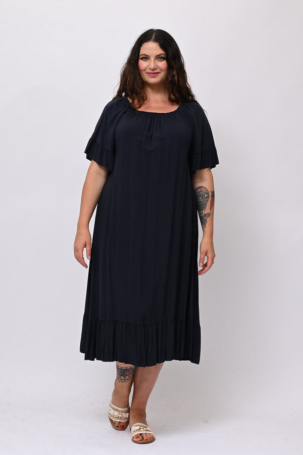 Abito scollo carmen - Blu