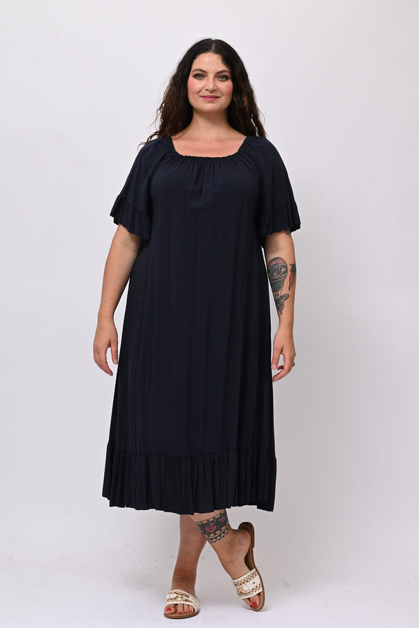 Abito scollo carmen - Blu