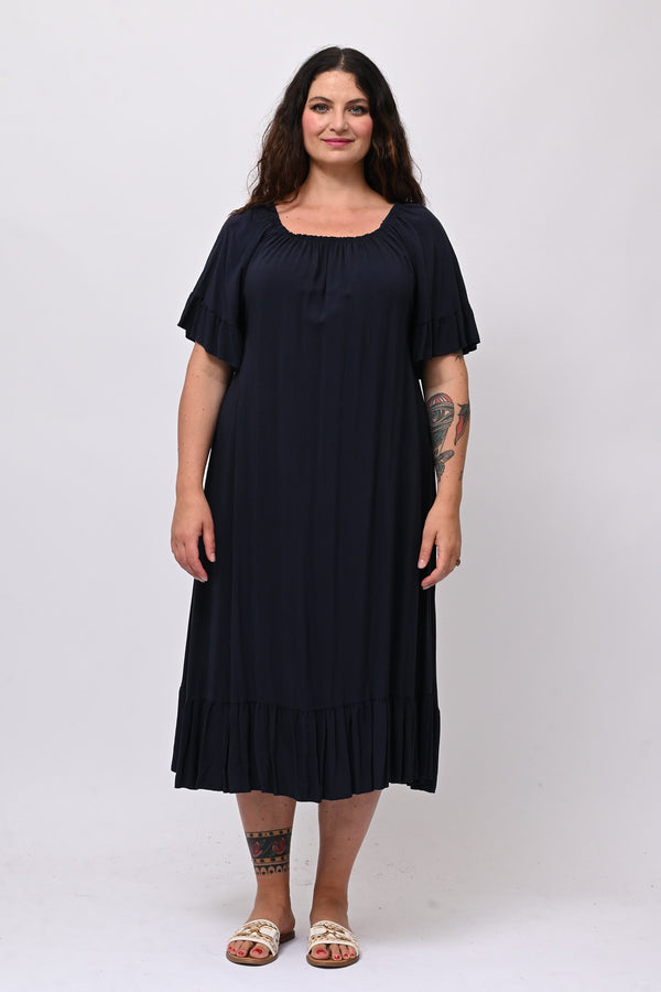 Abito scollo carmen - Blu
