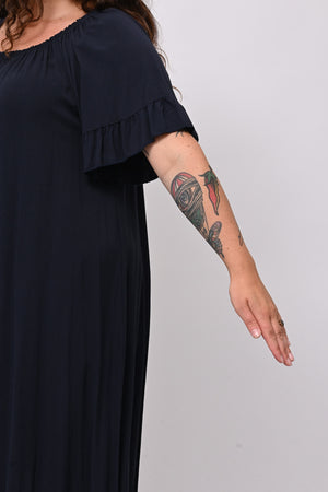 Abito scollo carmen - Blu