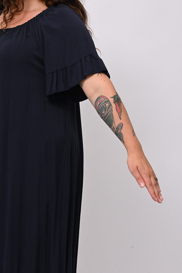 Abito scollo carmen - Blu