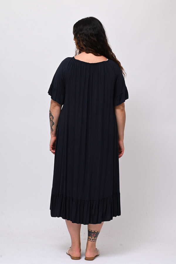 Abito scollo carmen - Blu