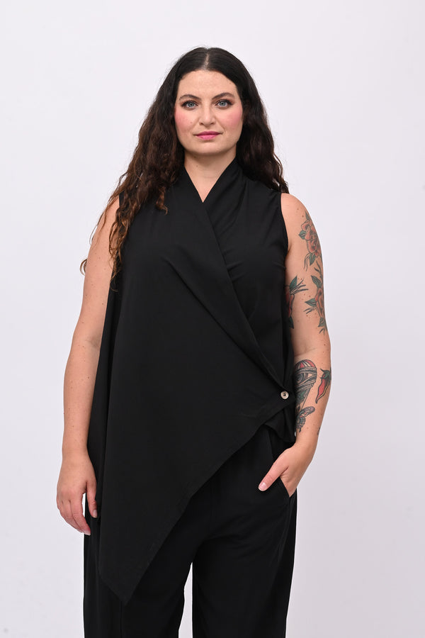 Gilet bengalina incrocio - Nero