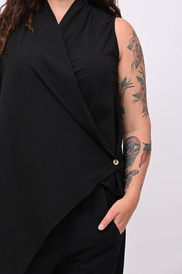 Gilet bengalina incrocio - Nero