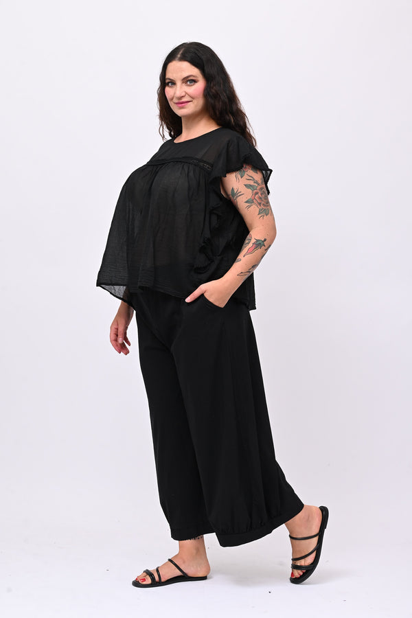 Maglia rouches nappine - Nero