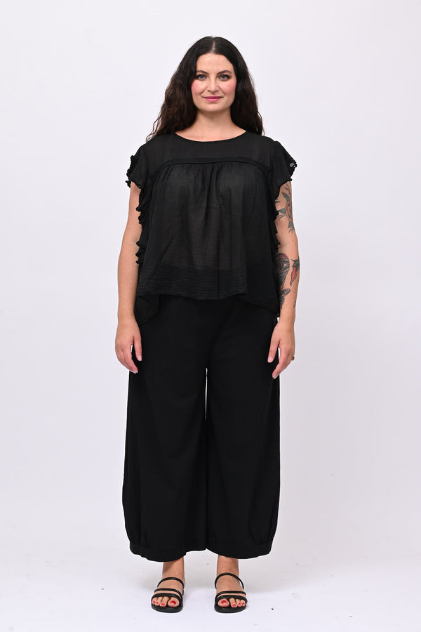 Maglia rouches nappine - Nero