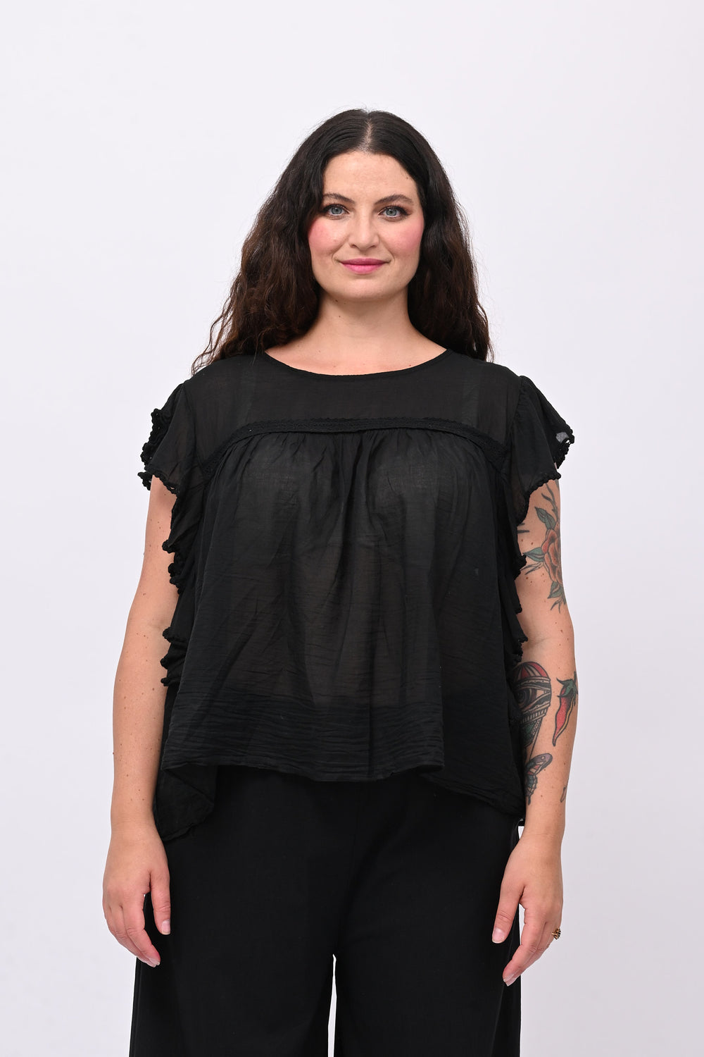 Maglia rouches nappine - Nero