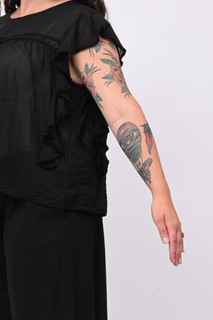 Maglia rouches nappine - Nero