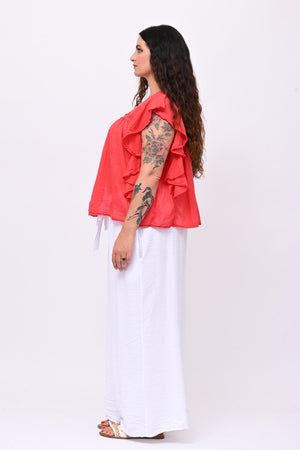 Maglia rouches nappine - Rosso