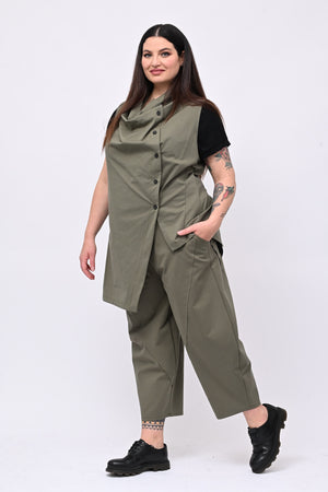 Completo gilet bottoni - Verde militare