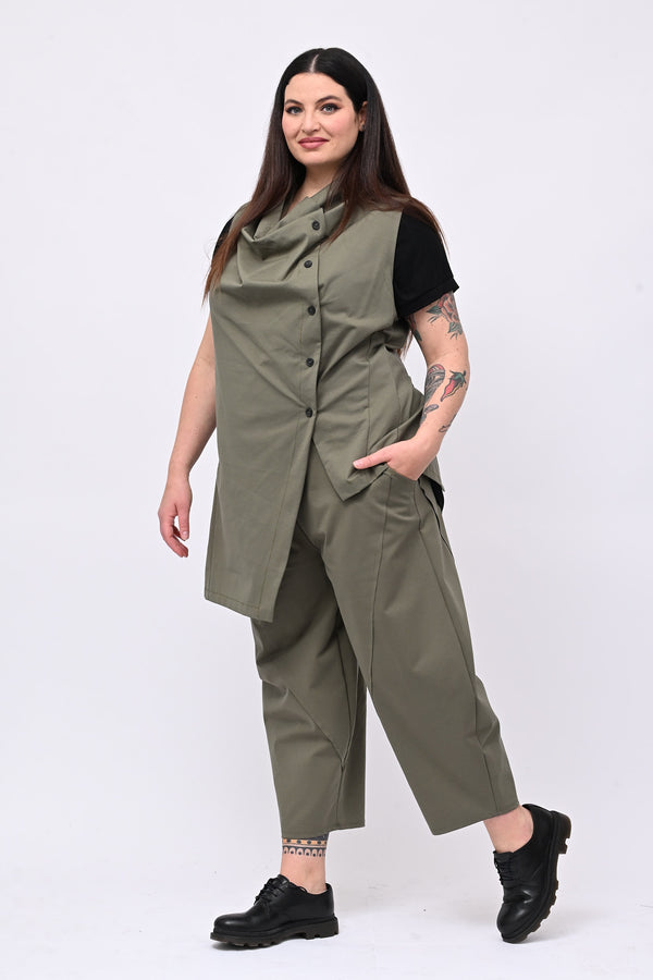 Completo gilet bottoni - Verde militare