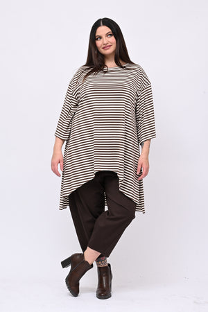 Maxi maglia coda righe - Moro