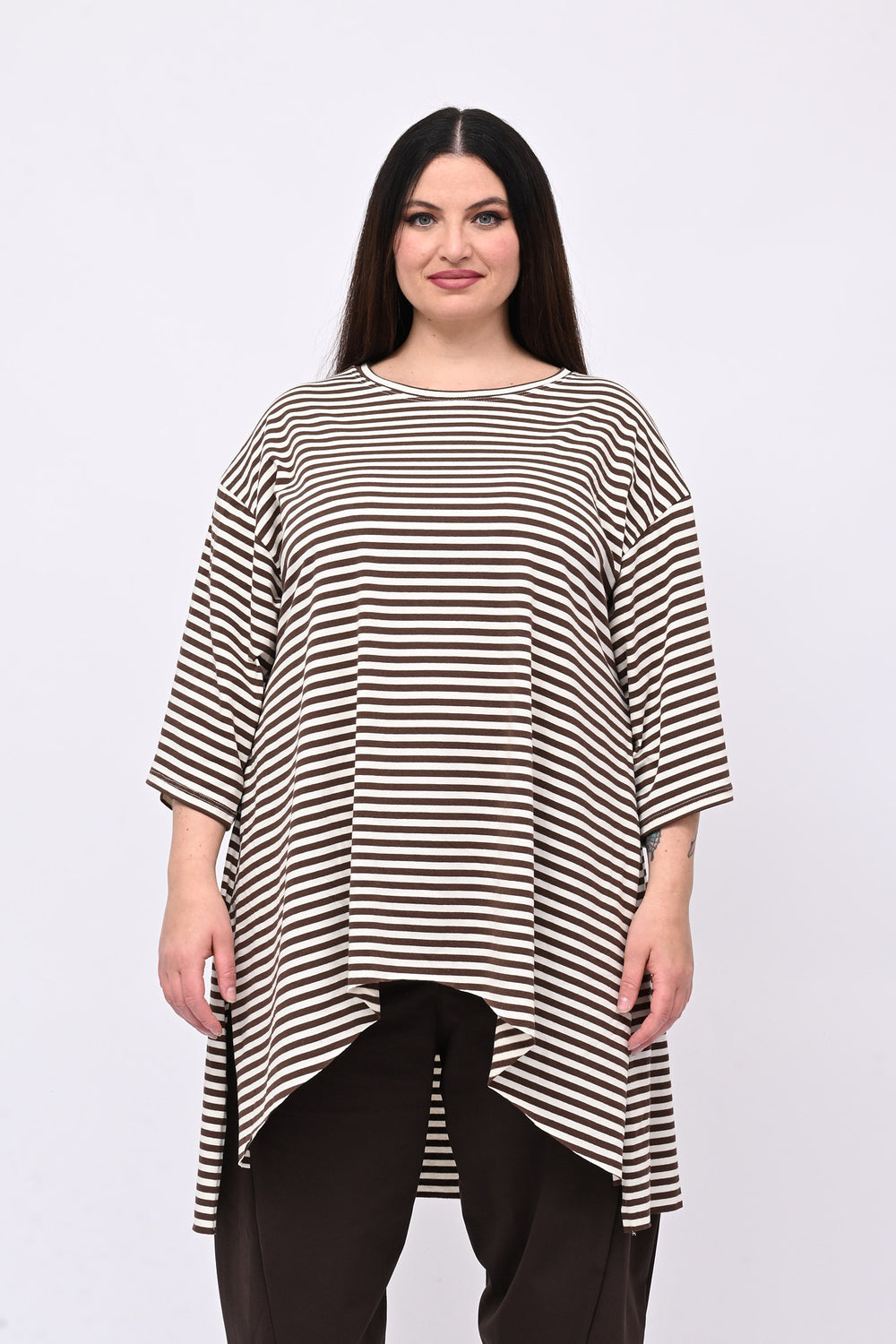 Maxi maglia coda righe - Moro