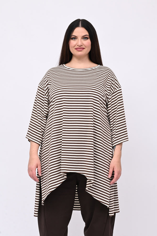 Maxi maglia coda righe - Moro