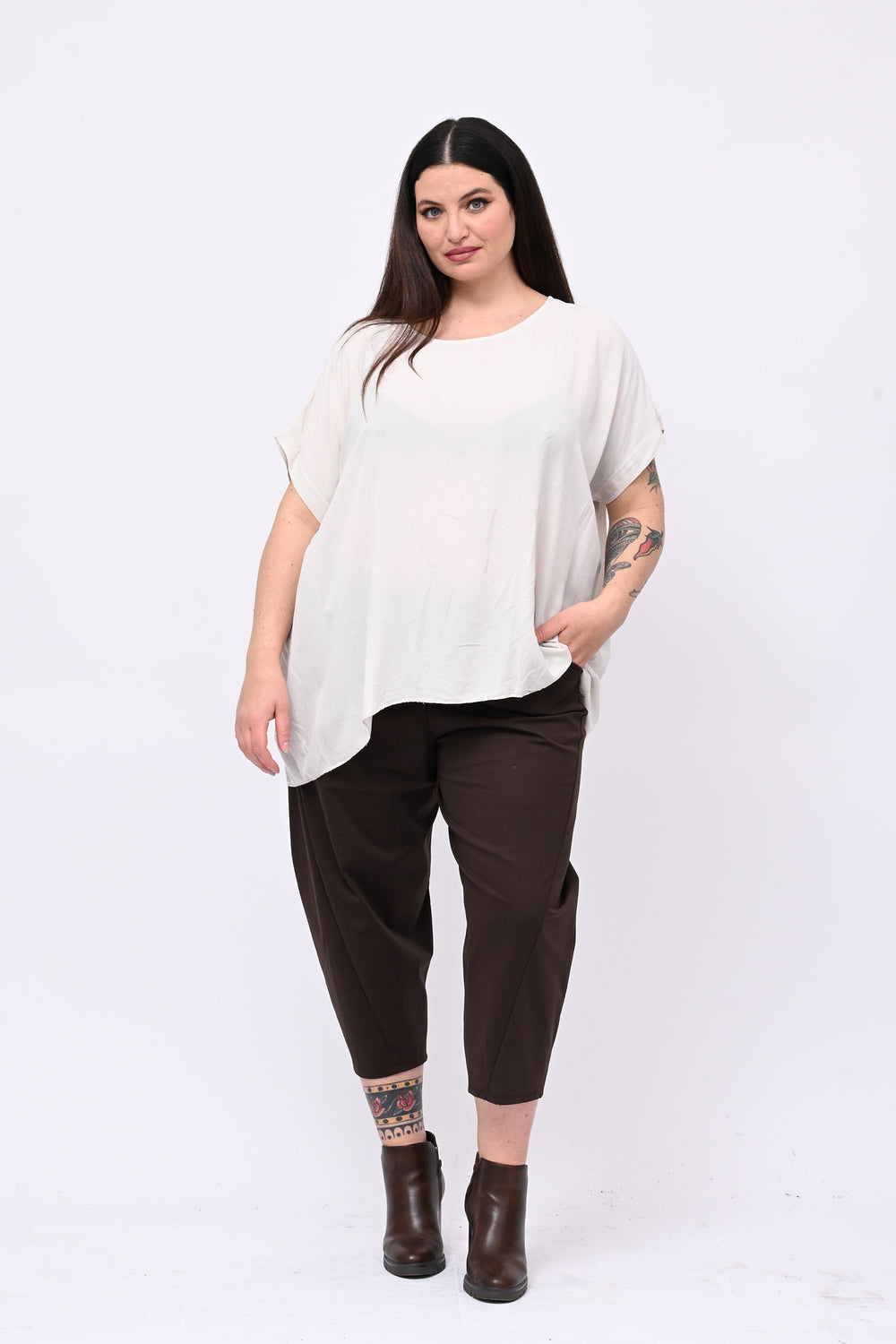 Blusa over viscosa - Gesso
