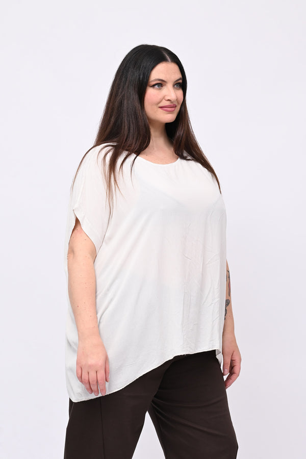 Blusa over viscosa - Gesso