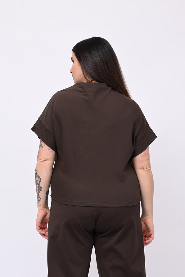 Maglia scollo cratere - Moro