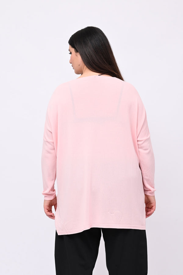 Pull viscosa doppia V - Rosa