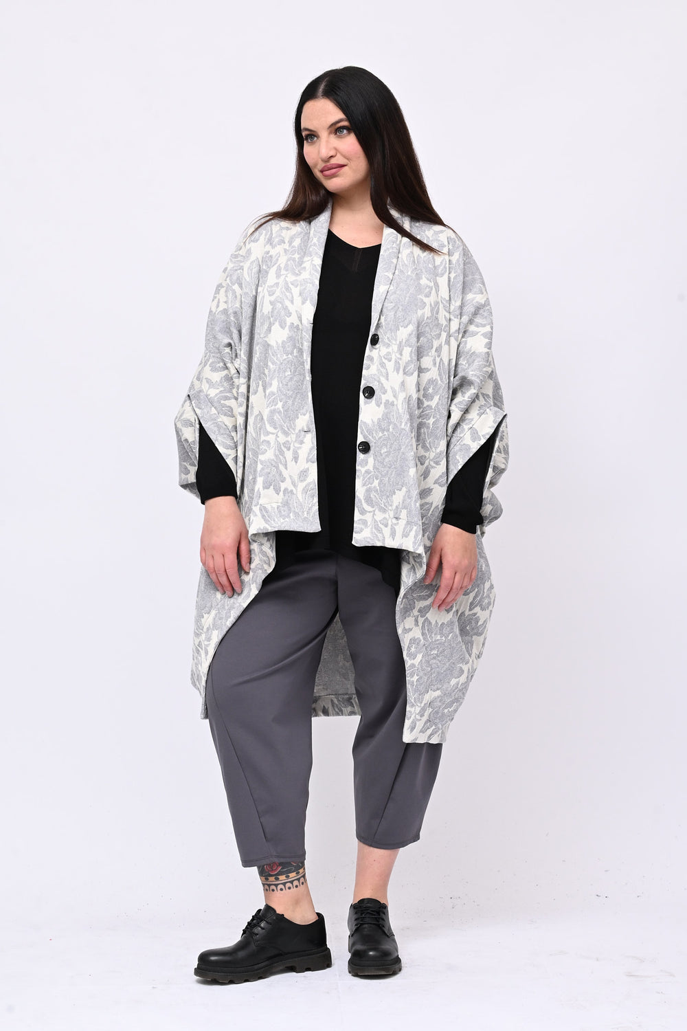 Cappotto over broccato - Grigio