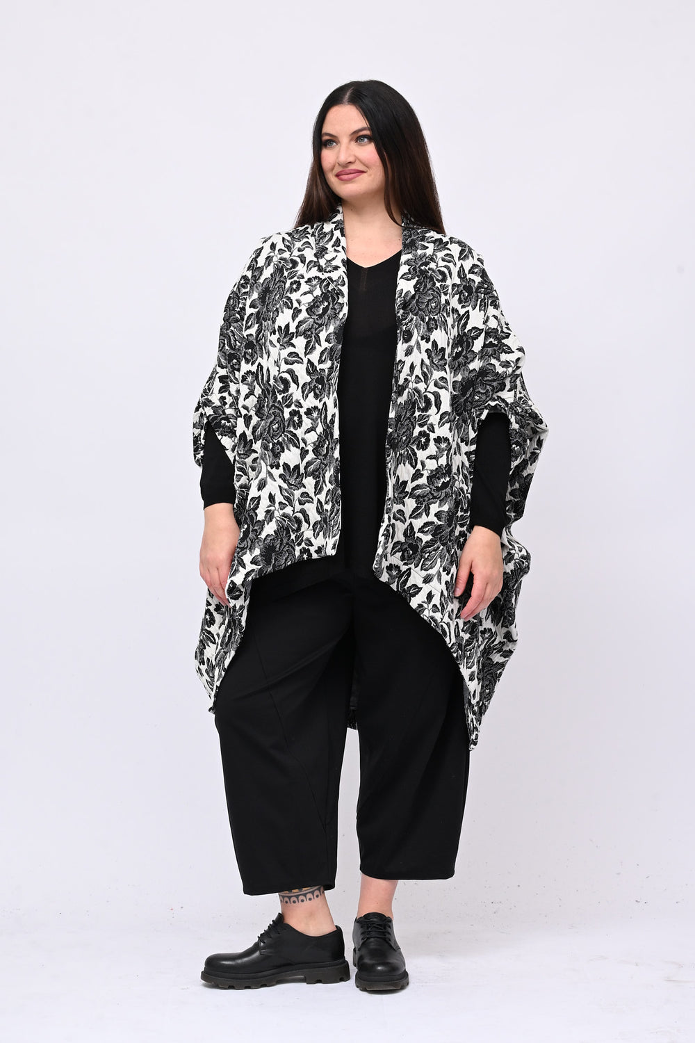Cappotto over broccato - Nero