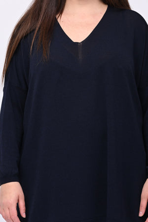 Pull viscosa doppia V - Blu