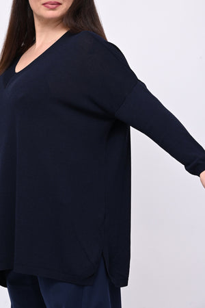 Pull viscosa doppia V - Blu