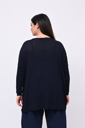 Pull viscosa doppia V - Blu