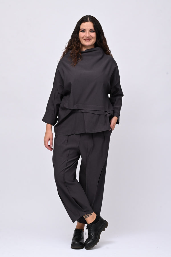 Pantalone bengalina pieghe - Piombo