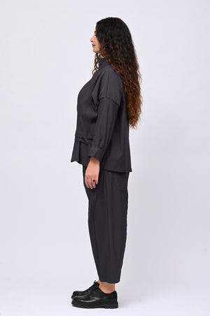 Pantalone bengalina pieghe - Piombo