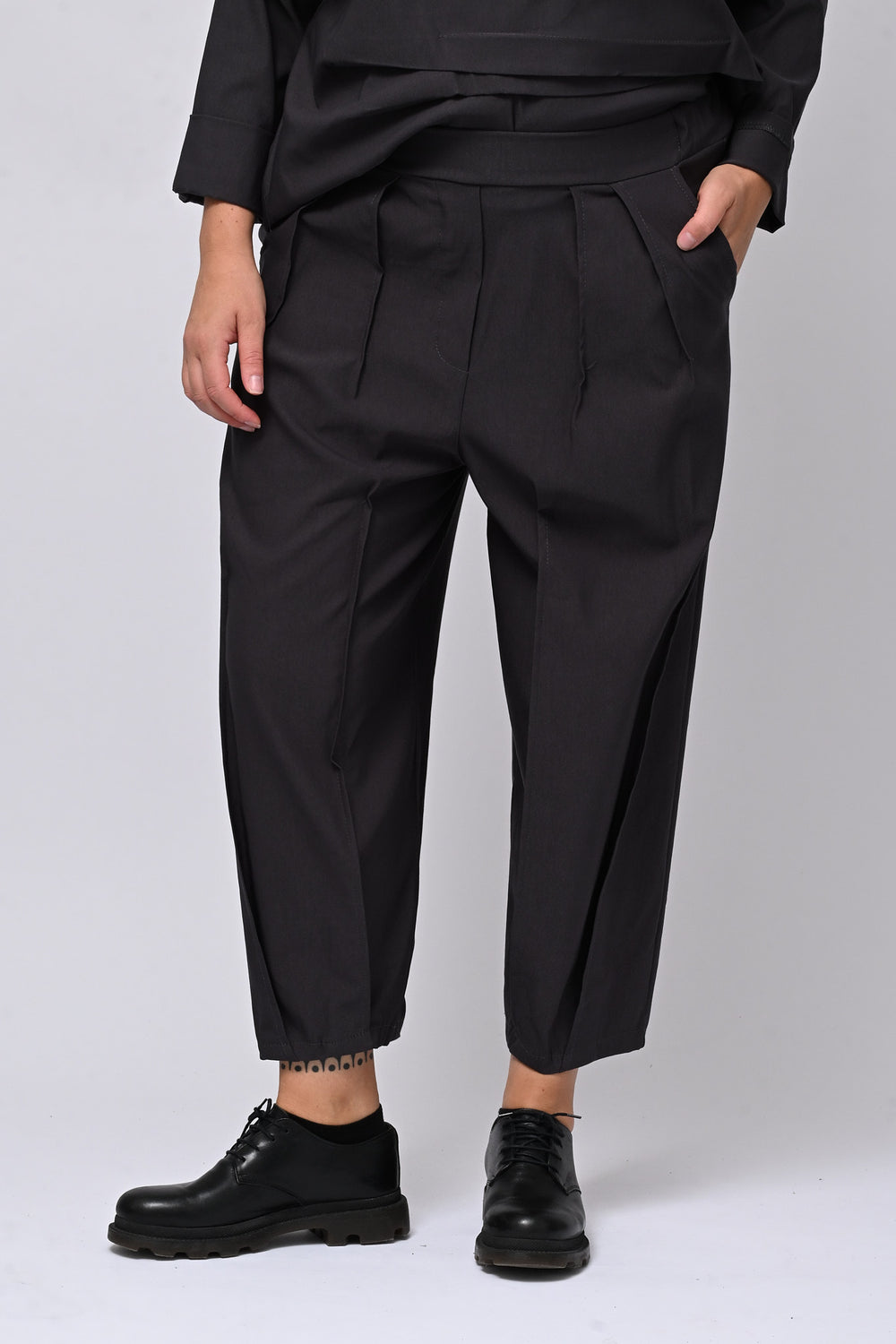Pantalone bengalina pieghe - Piombo