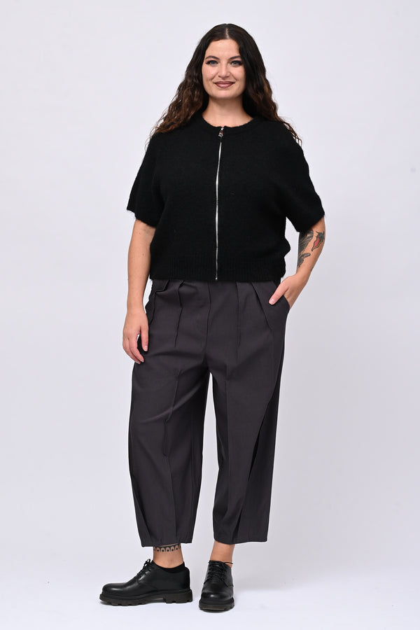 Cardigan misto lana zip - Nero