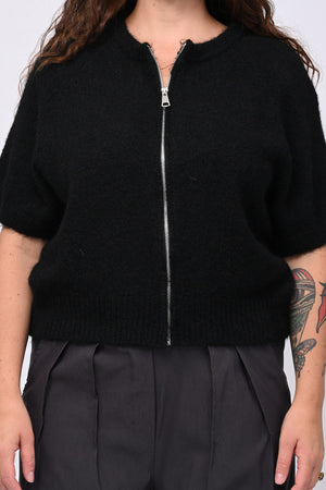 Cardigan misto lana zip - Nero
