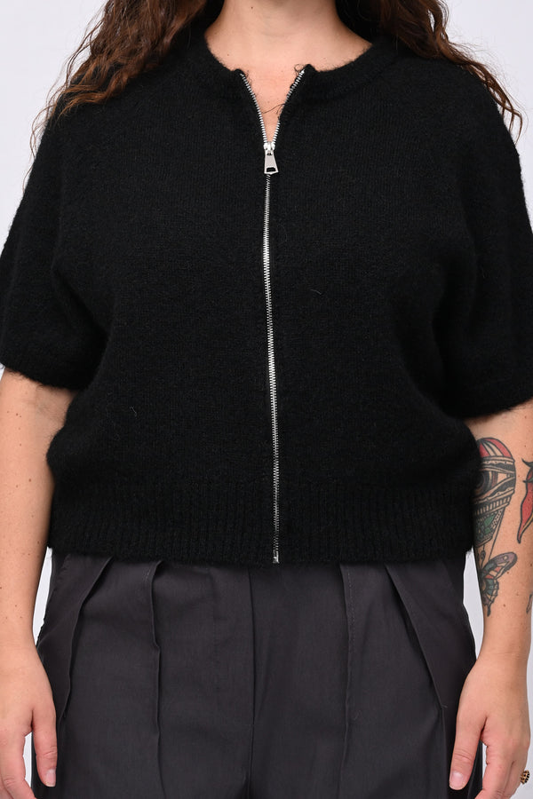 Cardigan misto lana zip - Nero