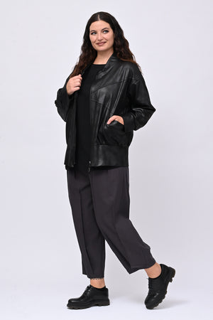 Bomber ecopelle martellata - Nero