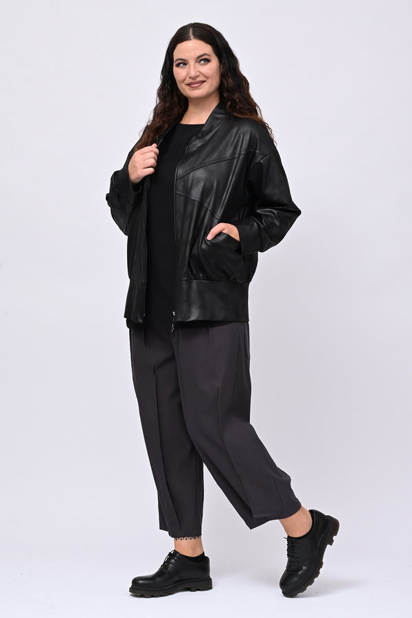 Bomber ecopelle martellata - Nero
