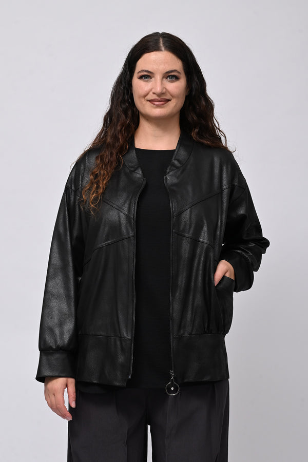 Bomber ecopelle martellata - Nero