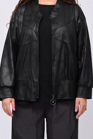 Bomber ecopelle martellata - Nero