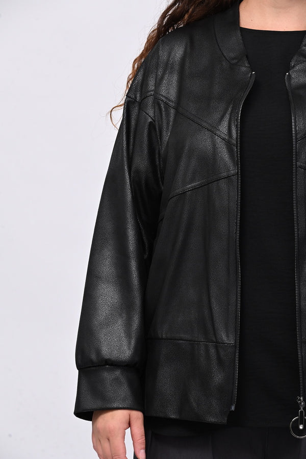 Bomber ecopelle martellata - Nero