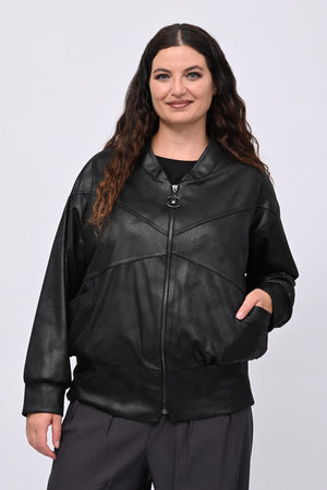 Bomber ecopelle martellata - Nero