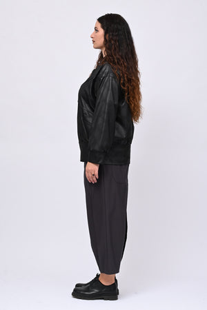 Bomber ecopelle martellata - Nero