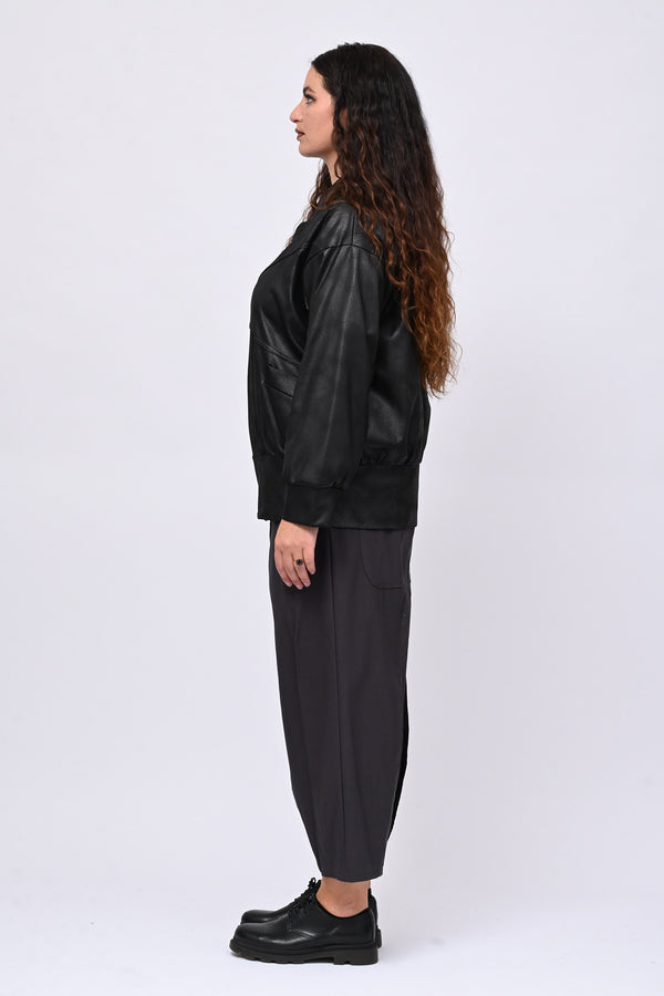 Bomber ecopelle martellata - Nero