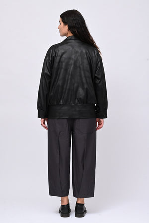 Bomber ecopelle martellata - Nero